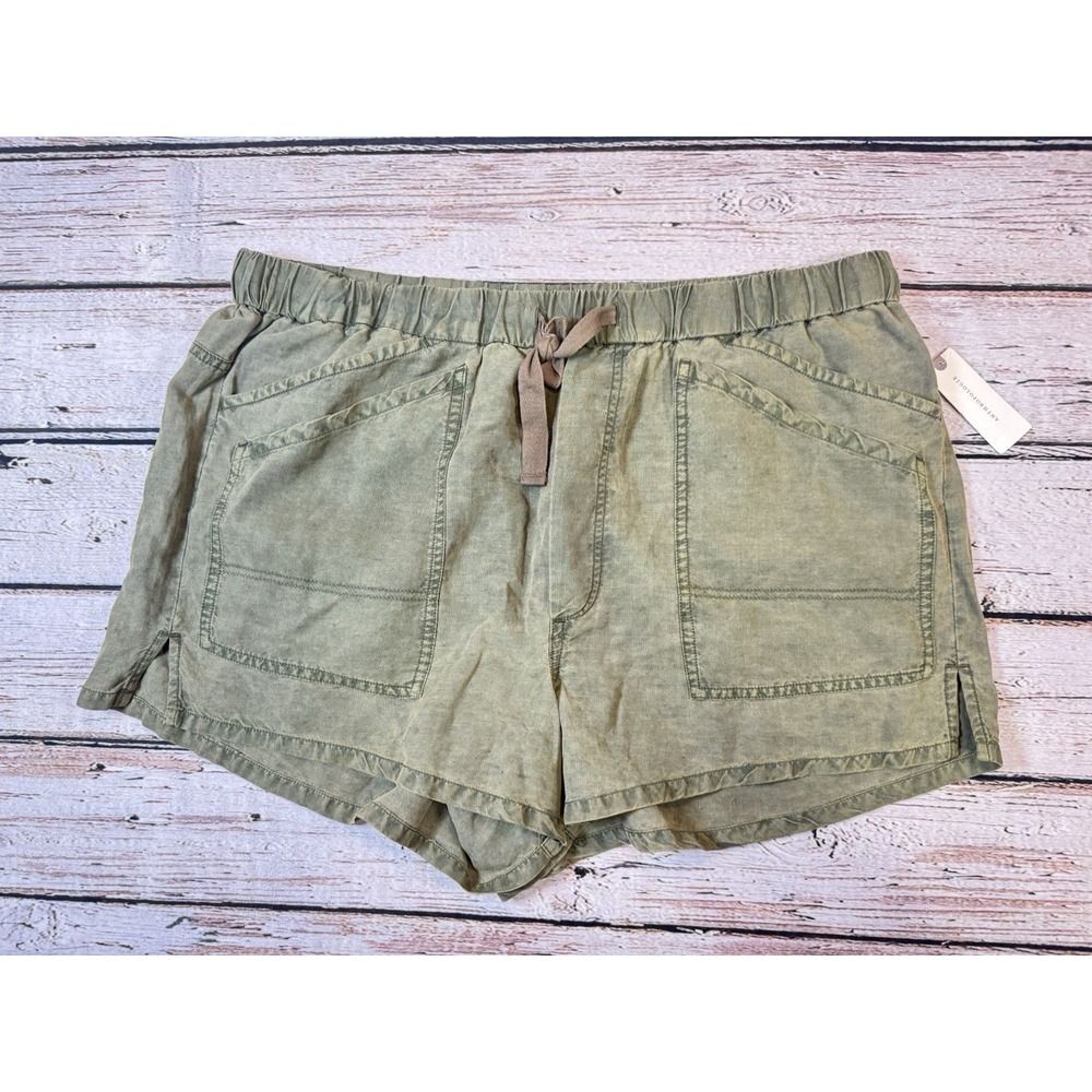 Anthropologie Pilcro Womens Shorts Size XL Moss Green Tie Waist‎ Pockets NWT